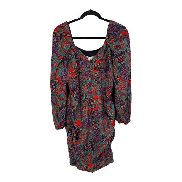 Veronica Beard Dress Bellino Paisley silk blend minidress long sleeve size 4 - Picture 2 of 8